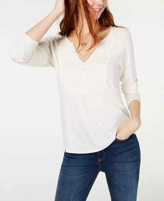 American Rag Junior's Lace Bib Top White Size X-Large