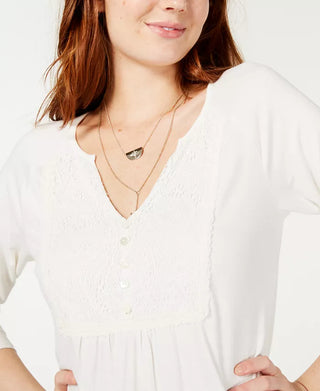 American Rag Junior's Lace Bib Top White Size X-Large