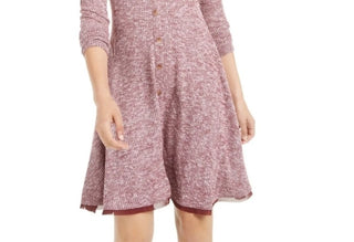 American Rag Junior's Marled Rib Knit Fit & Flare Dress Red Size Small