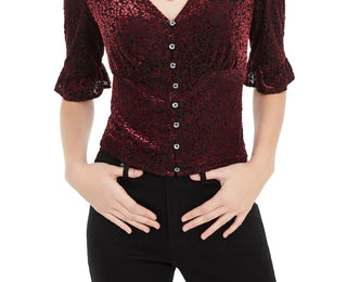 American Rag Juniors'' Burnout Velvet Top Black Size Large