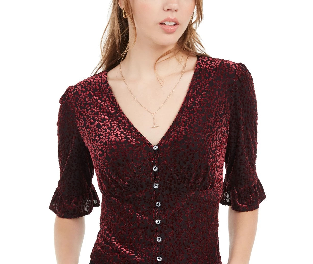 American Rag Juniors' Burnout Velvet Top Black Size Medium