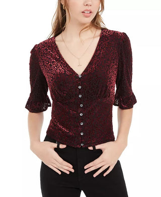 American Rag Juniors'' Burnout Velvet Top Red Size Medium