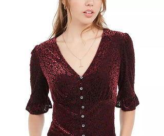 American Rag Juniors'' Burnout Velvet Top Red Size Medium