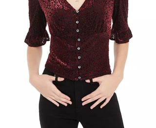 American Rag Juniors'' Burnout Velvet Top Red Size Medium