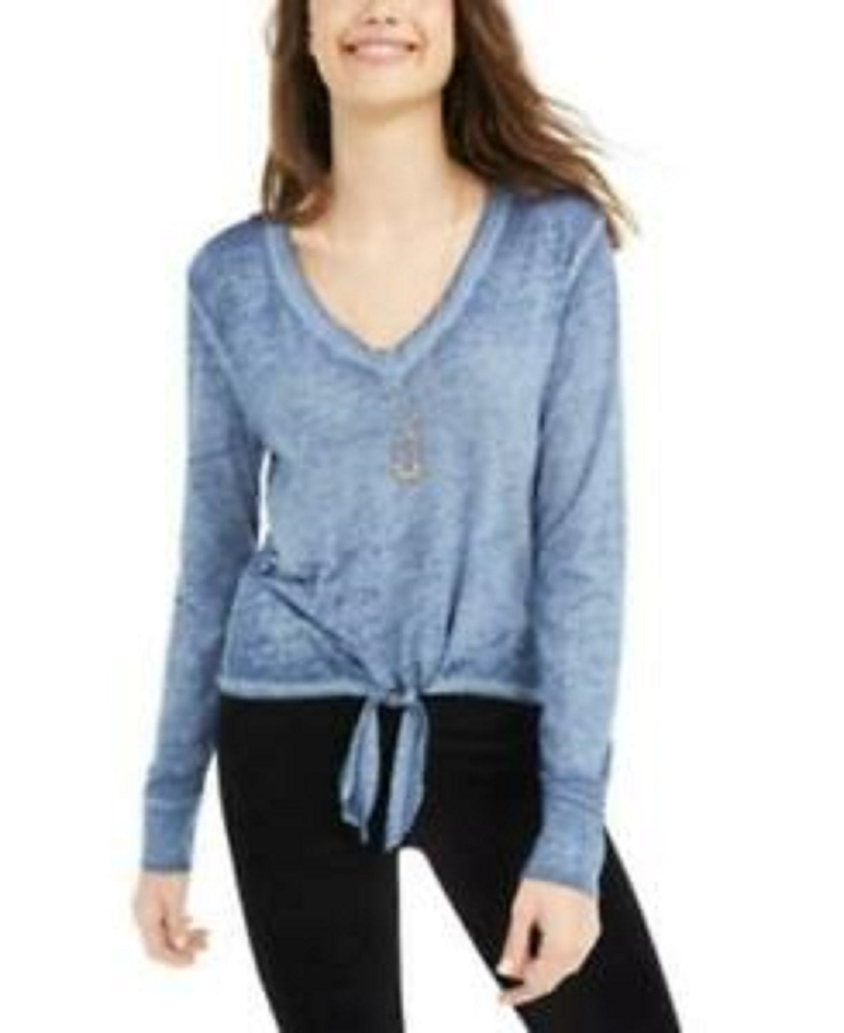 American Rag Juniors' Textured Tie-Waist Top Dark Blue Size Medium