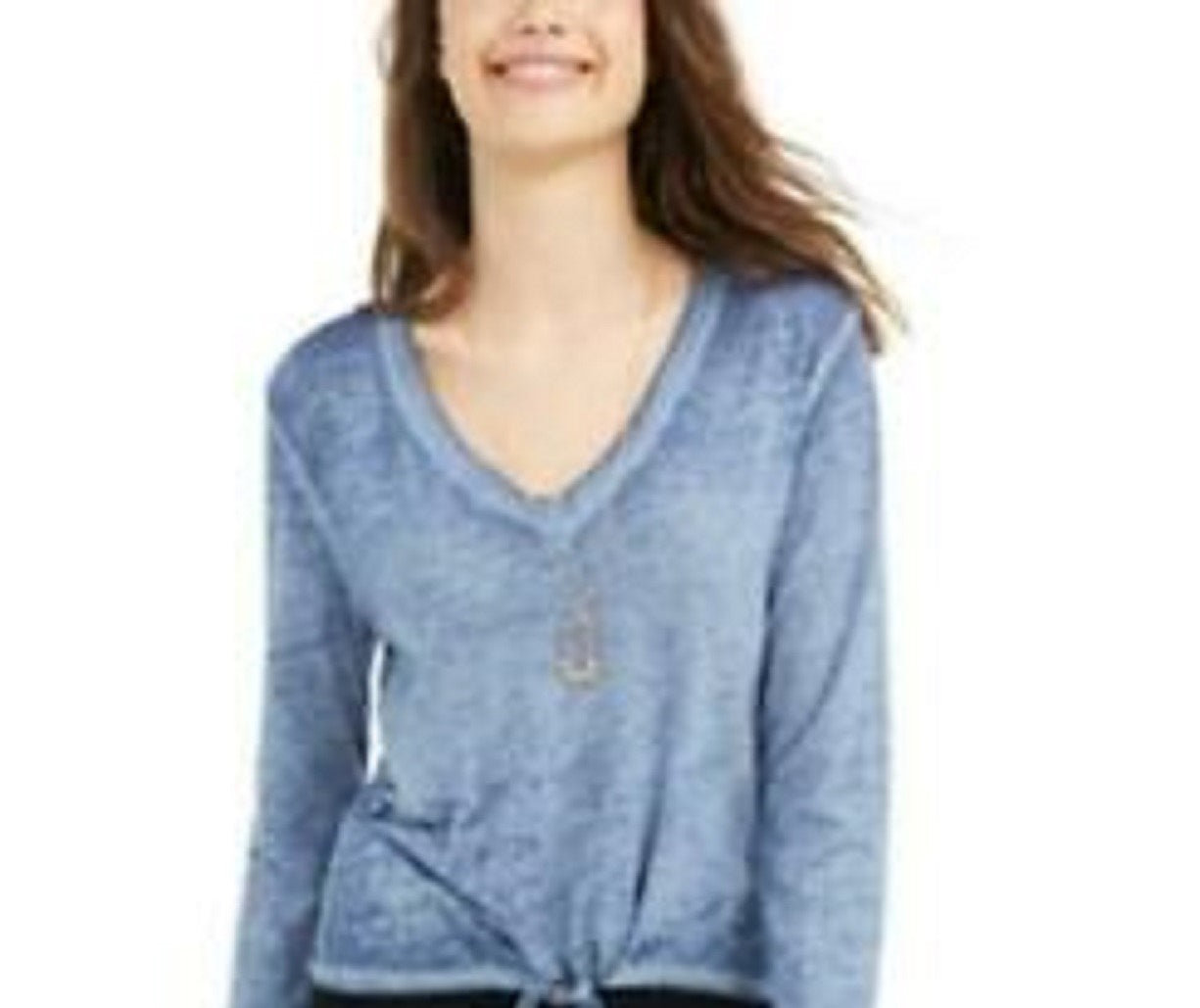 American Rag Juniors' Textured Tie-Waist Top Dark Blue Size Medium