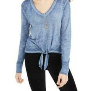 American Rag Juniors' Textured Tie-Waist Top Dark Blue Size Medium