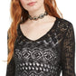 American Rag Juniors'' Pointelle-Knit Flared-Sleeve Sweater Black Size Medium