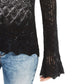American Rag Juniors'' Pointelle-Knit Flared-Sleeve Sweater Black Size Medium