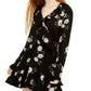 American Rag Junior's Floral Faux Wrap Dress Black Size Medium