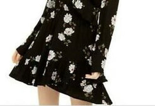 American Rag Junior's Floral Faux Wrap Dress Black Size Medium