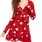 American Rag Juniors'' Floral Faux Wrap Dress Red Size Medium
