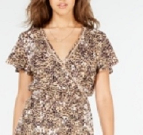 American Rag Juniors'' Printed Faux-Wrap Maxi Dress Brown Size Small