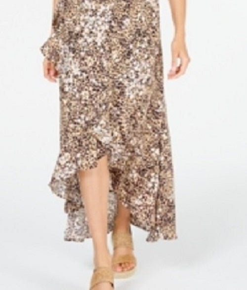 American Rag Juniors'' Printed Faux-Wrap Maxi Dress Brown Size Small
