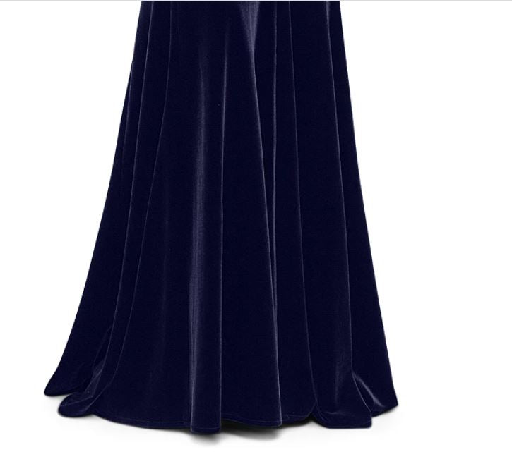 Betsy & Adam Women's Velvet One Shoulder Gown Navy Size 4