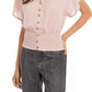 Planet Gold Juniors' Button-Up Smocked Top Pink Size Large