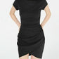 Planet Gold Juniors' Gathered Bodycon Dress Black Size Medium