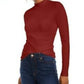 Derek Heart Juniors' Mock-Neck Lettuce-Trim Top Red Size Medium