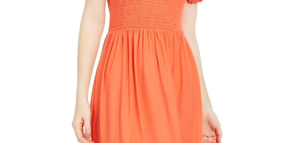Planet Gold Junior's Off Shoulder Dress Orange Size X-Large