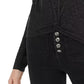 Planet Gold Juniors' Twist-Front Sparkly Ribbed Top Black Size Small