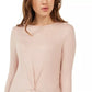 Planet Gold Juniors' Twist-Front Sparkly Ribbed Top Dark Pink Size Small
