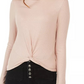 Planet Gold Juniors' Twist-Front Sparkly Ribbed Top Dark Pink Size Small