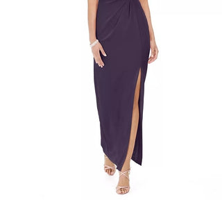 Adrianna Papell Women's Ruffled One-Shoulder Gown Dark Purple Size 4