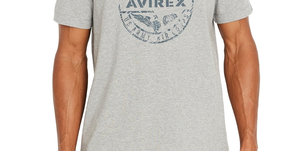 Avirex Men's Globe Print T-Shirt Grey Size Medium