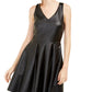 Rosie Harlow Juniors' Faux-Leather Fit & Flare Dress Black Size Medium