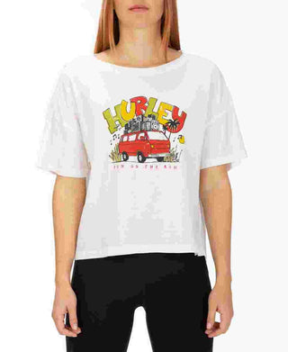 Hurley Junior's Cotton Van Vibes Graphic T-Shirt White Size Medium