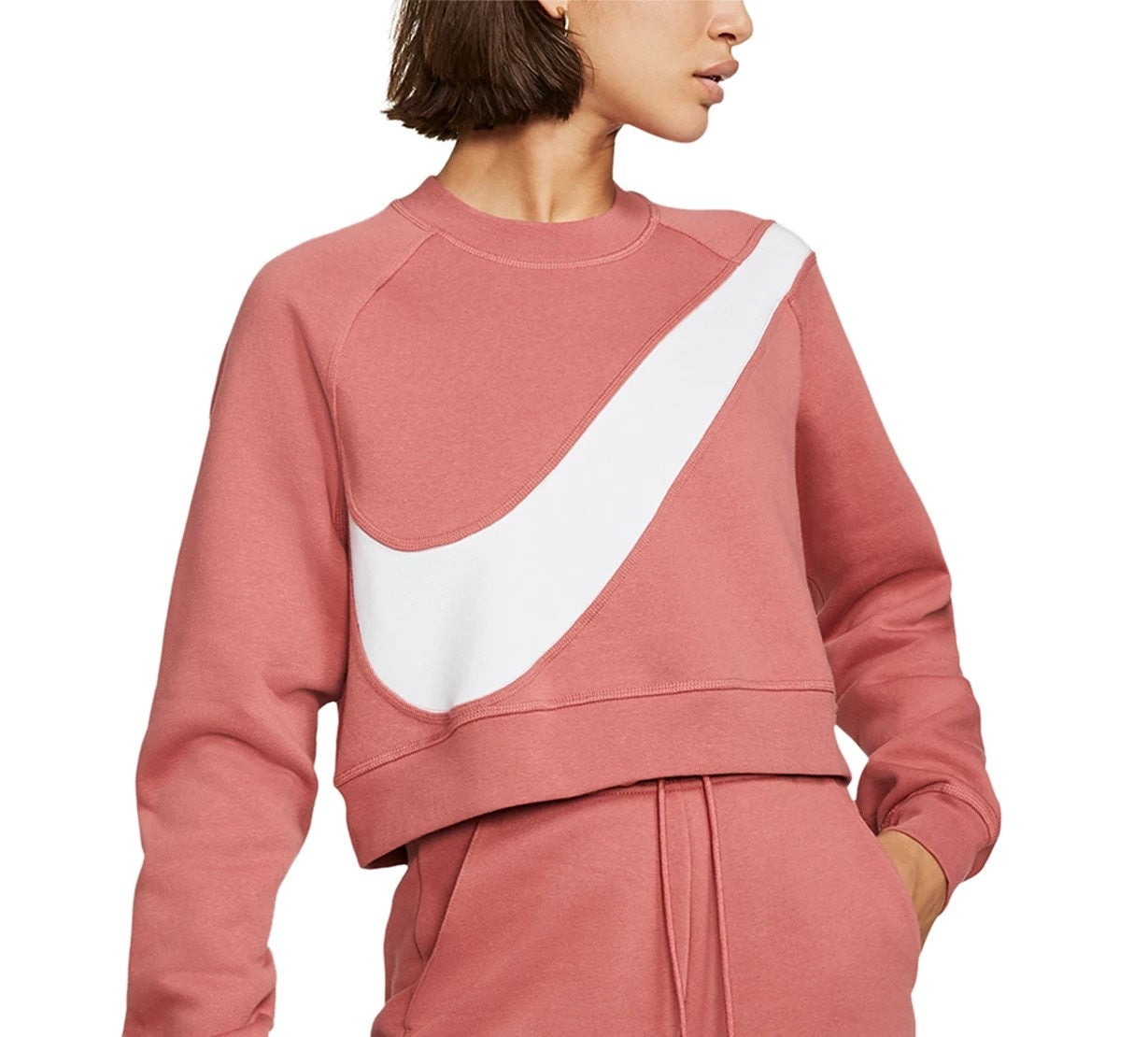 Nike Women's Sportswear Logo Fleece Sweatshirt Orange Size Medium