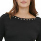 Calvin Klein Women's Grommet-Trim Top Black Size X-Large