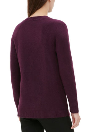 Calvin Klein Women's Button-Detail Crewneck Sweater Purple Size X-Large