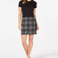 Calvin Klein Women's Solid & Plaid Shift Dress Black Size 2
