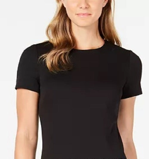 Calvin Klein Women's Solid & Plaid Shift Dress Black Size 2