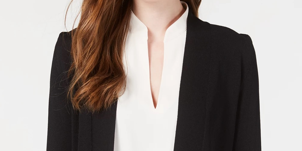 Calvin Klein Women's Illusion Trim Shrug Cardigan Black Size Small