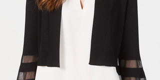 Calvin Klein Women's Illusion Trim Shrug Cardigan Black Size Small