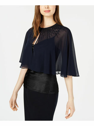 Calvin Klein Women's Beaded Chiffon Cape Navy Size Large
