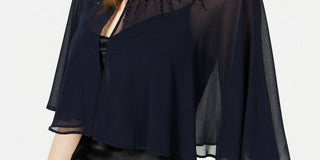 Calvin Klein Women's Beaded Chiffon Cape Navy Size Large