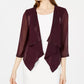 Calvin Klein Women's Illusion Sleeve Rhinestone Accented Shrug Purple Size Large