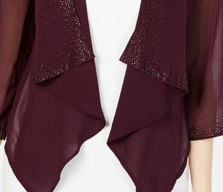 Calvin Klein Women's Illusion Sleeve Rhinestone Accented Shrug Purple Size Large
