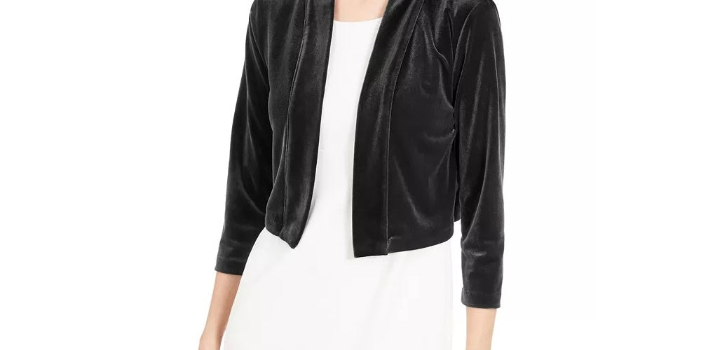 Calvin Klein Women's Long Sleeve Open Cardigan Formal Jacket Black Size Large