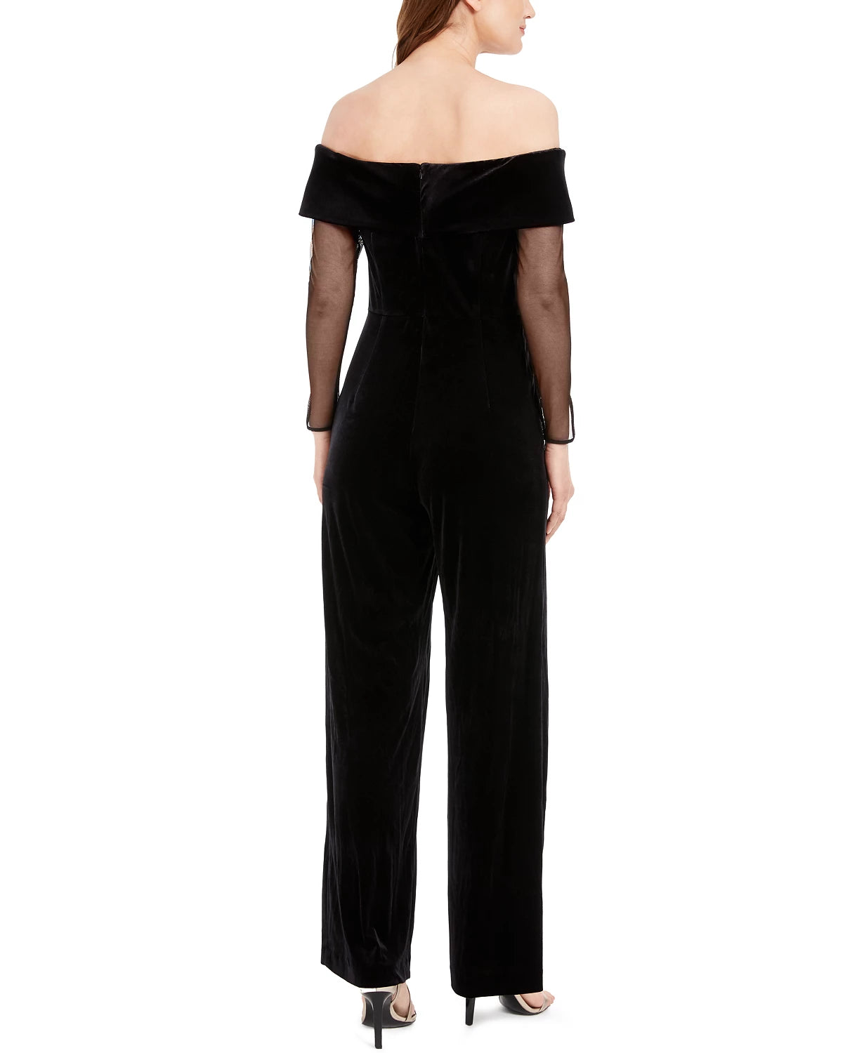 Calvin Klein Women's Off The Shoulder Velvet Jumpsuit Black Size 6