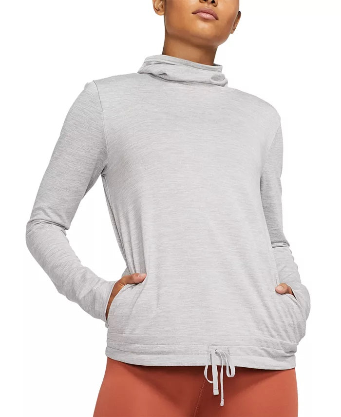 Nike Women's Yoga Funnel Neck Dri Fit Top Grey Size Medium