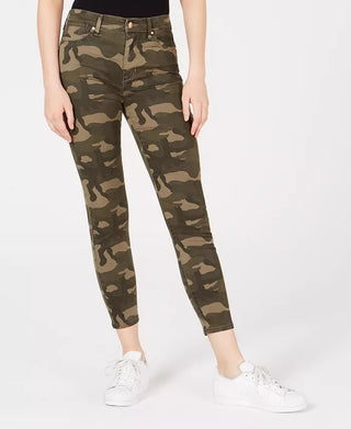 Celebrity Pink Juniors' Camo-Print High-Rise Skinny Jeans Green Size 5