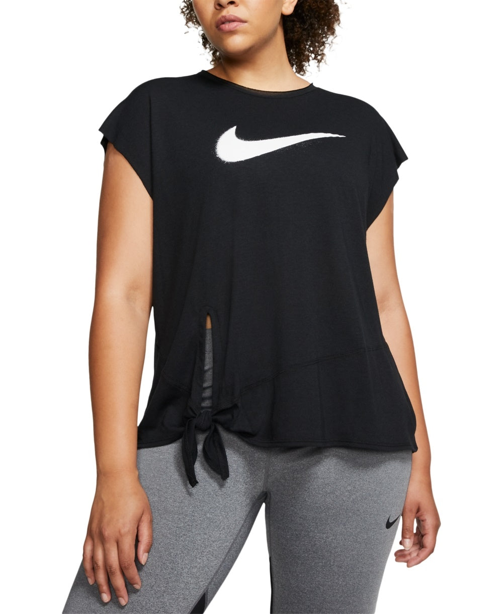 Nike Women's Plus Size Dry Side Tie Training Top Charcoal Size 2X