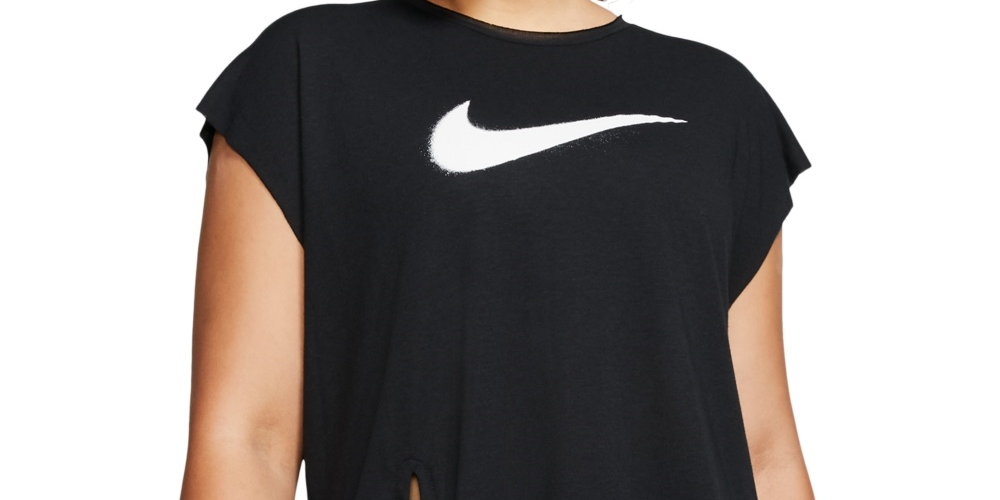 Nike Women's Plus Size Dry Side Tie Training Top Charcoal Size 2X