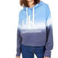 Calvin Klein Women's Cropped Tie-Dye Graphic Hoodie Blue Size X-Large