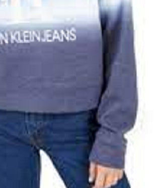 Calvin Klein Women's Cropped Tie-Dye Graphic Hoodie Blue Size X-Large