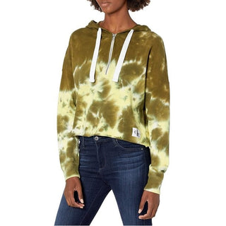 Calvin Klein Women's Jeans High Tide Tie Dyed Cropped Hoodie Green Size Small